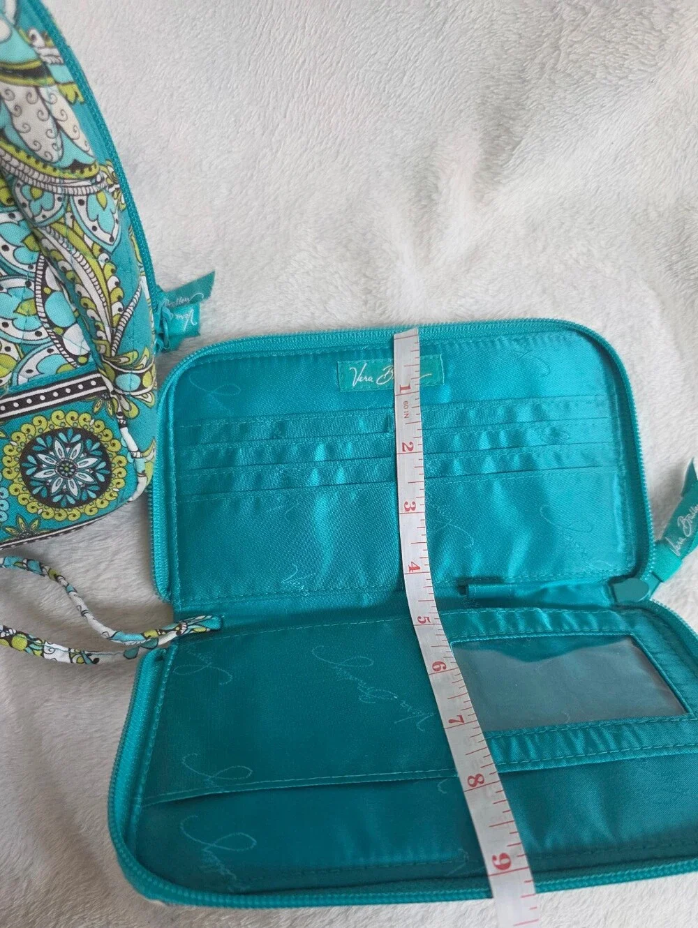 Vera Bradley Blue Paisley Tote Bag & Matching Zip Card Wallet Set EUC